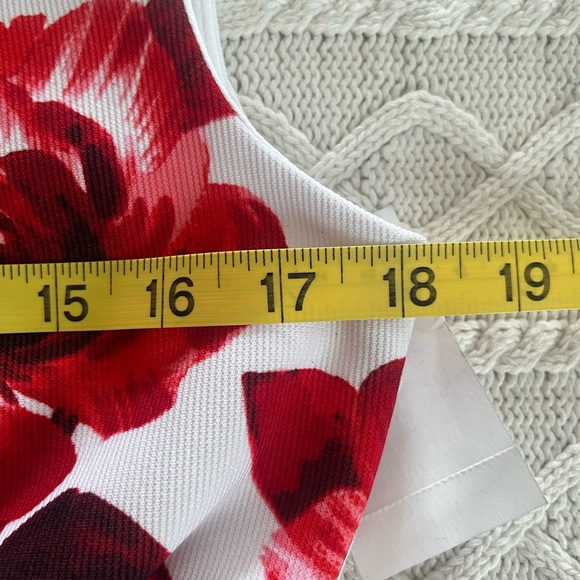 Studio Connection Belted White & Black Floral Dress with Red Rose Print Size 8 - Picture 13 of 14